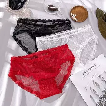 Женские сексуальные кружевные трусики с низкой талией, нижнее белье, женские трусики, нижнее белье S-XL, трусы M белый