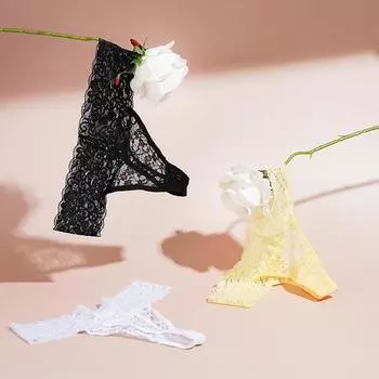 Женские сексуальные кружевные трусики с низкой талией, цветочные стринги, нижнее белье, женское соблазнительное нижнее белье-стринги M белый