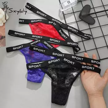 Женские сексуальные кружевные трусики с низкой талией, однотонное прозрачное нижнее белье с крестиком S