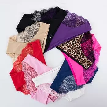 Женские сексуальные кружевные трусики с вырезом, бесшовные трусы, удобные дышащие трусы-брифы M белый