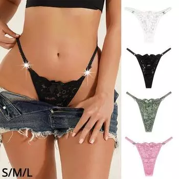 Женские сексуальные кружевные трусики, трусы, нижнее белье, трусики, стринги, розовые трусы S чёрный