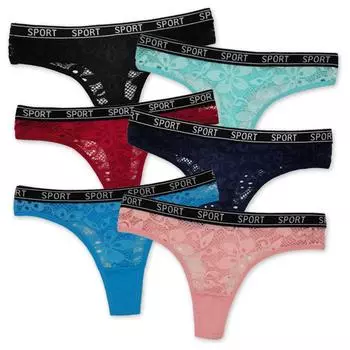 Женские сексуальные кружевные трусики, женские стринги, дышащие, с низкой талией, модные стринги, полое прозрачное нижнее белье, нижнее белье, 6 шт./лот M
