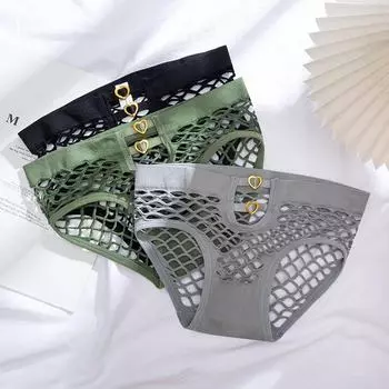 Женские сексуальные кружевные трусы-брифы больших размеров со средней посадкой — дышащий металлический дизайн, показанный в интернет-трансляциях знаменитостей. M