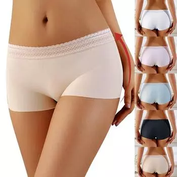 Женские сексуальные кружевные трусы, защитные брюки, тонкие шелковые шорты, трусики, нижнее белье, мягкие трусы, женские трусы M белый