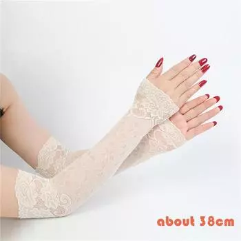 Женские сексуальные летние эластичные перчатки с рукавами, женские солнцезащитные перчатки без пальцев, кружевные длинные кружевные перчатки, перчатки для вождения, варежки с рукавами 46cm