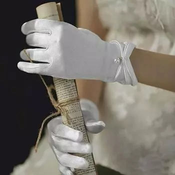 Женские сексуальные летние свадебные косплей атласные жемчужные кулоны короткие перчатки фиолетовый