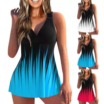 Женские сексуальные облегающие трусики с принтом и раздельными трусиками бикини плюс размер купальника (Два куска) XXXXXL синий