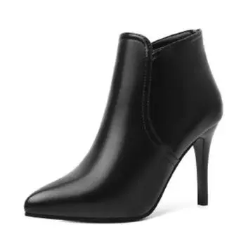 Женские сексуальные остроносые ботильоны на ультравысоком каблуке, теплые короткие меховые бархатные сапоги на осень/зиму, популярные у женщин 35