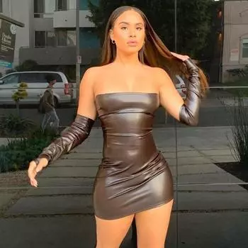 Женские сексуальные платья с одним вырезом без бретелек и тонкими бедрами S красный