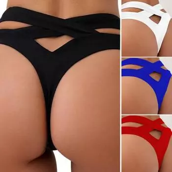 Женские сексуальные плавки с высокой талией, однотонные плавки с вырезом сзади, быстросохнущие плавки бикини, купальник S королевский синий