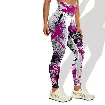 Женские сексуальные принты символов Эластичные леггинсы для йоги Фитнес Бег Спортивные штаны для активного отдыха XS зелёный