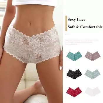 Женские сексуальные прозрачные кружевные трусы-боксеры, удобные дышащие трусы-боксеры для женщин M белый