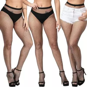 Женские сексуальные прозрачные сетчатые колготки больших размеров с открытой промежностью, белые чулки в сетку, белое нижнее белье больших размеров, черные колготки 6063