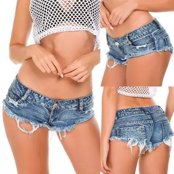 Женские сексуальные пуговицы с низкой талией, джинсовые шорты, мини-брюки, пляжная летняя нижняя часть L синий
