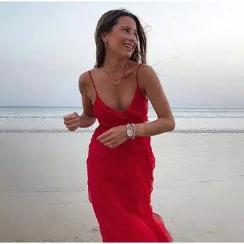 Женские сексуальные сарафаны без рукавов с открытой спиной, вечерние клубные элегантные платья на тонких бретельках с драпировкой макси-платья S красный