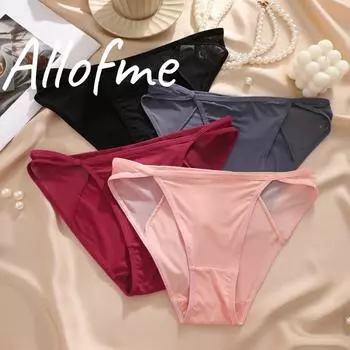 Женские сексуальные сетчатые трусики FINETOO из чистого хлопка, бесшовное и бесследное нижнее белье с низкой талией для девочек S чёрный