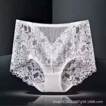 Женские сексуальные сетчатые трусики с высокой талией, бесшовное кружевное нижнее белье, прозрачные шелковые женские хлопковые трусики для здоровья, нижнее белье M белый