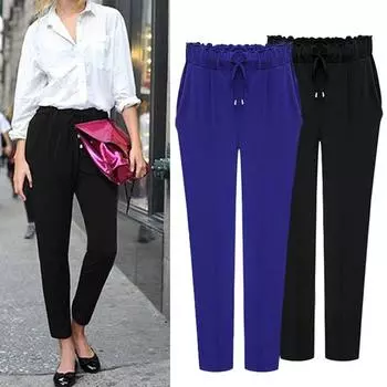 Женские сексуальные шаровары, длинные брюки, брюки, длина до щиколотки, дышащий шнур, большие размеры, талия 2XL чёрный