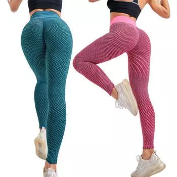 Женские сексуальные соты персикового цвета с высокой талией, облегающие леггинсы для йоги, модные жаккардовые дышащие спортивные леггинсы для фитнеса M