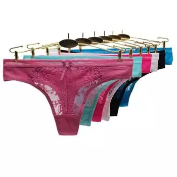 Женские сексуальные стринги, хлопковое женское нижнее белье, кружевные трусики, женские трусики для девочек, нижнее белье, 6 шт. M