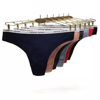 Женские сексуальные стринги, хлопковые трусики-стринги, однотонные трусы, женские трусы, нижнее белье, 6 шт./компл. M