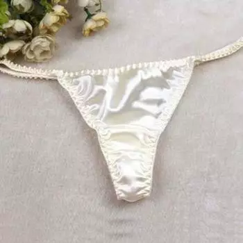 Женские сексуальные стринги из чистого шелка, трусы-бикини, нижнее белье, трусики-стринги, удобные и здоровые M белый