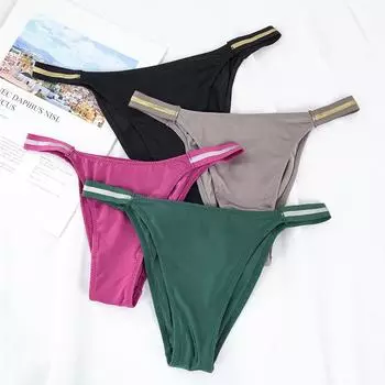 Женские сексуальные стринги с мягкой атласной отделкой, пляжные бикини, женское нижнее белье M белый
