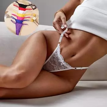 Женские сексуальные стринги с низкой посадкой, кружевные прозрачные трусики, модные брюки с регулируемым тонким ремешком One size белый