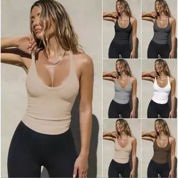 Женские сексуальные тонкие тонкие топы на бретелях с V-образным вырезом, повседневные рубашки без рукавов, блузка XS абрикосовый