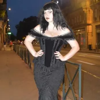 Женские сексуальные топы с открытыми плечами и короткими рукавами, корсетные топы в темном готическом стиле с кружевной строчкой, облегающие топы для косплея на Хэллоуин S чёрный