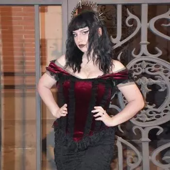 Женские сексуальные топы с открытыми плечами и короткими рукавами, корсетные топы в темном готическом стиле, кружевная строчка, облегающий костюм на Хэллоуин S чёрный