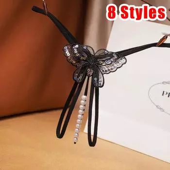 Женские сексуальные трусики-бабочки, женское нижнее белье с открытой промежностью, женское эротическое белье с бисером, секс-стринги с блестками, стринги с низкой талией One Size40kg-60kg