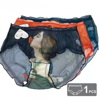 Женские сексуальные трусики больших размеров, женское нижнее белье, тонкие кружевные сетчатые прозрачные трусы больших размеров, милые трусики с принтом для женщин