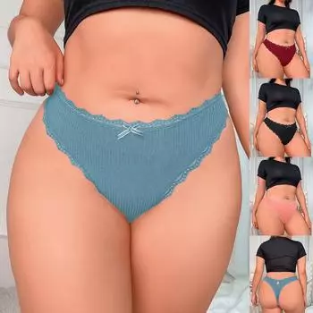 Женские сексуальные трусики больших размеров, трусы-стринги, нижнее белье в рубчик, трусики, ночное белье