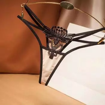 Женские сексуальные трусики дышащие стринги с низкой посадкой женские стринги соблазнительные вышитые нижние стринги One Size