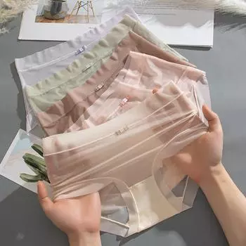 Женские сексуальные трусики из ледяного шелка, трусы, женское бесшовное нижнее белье, дышащие трусы, женские трусики, нижнее белье M зелёный