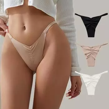 Женские сексуальные трусики из ледяного шелка с низкой посадкой, искушение, женское нижнее белье, стринги, нижнее белье без следов, дышащие стринги M белый