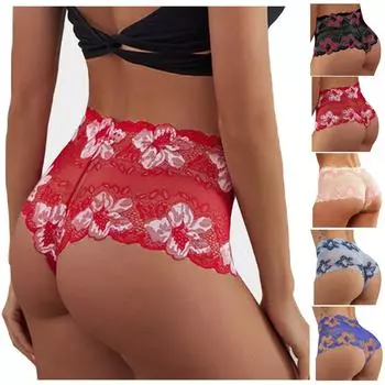 Женские сексуальные трусики из прозрачной сетки с контрастным розовым узором XL