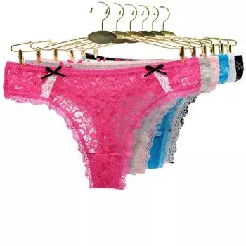 Женские сексуальные трусики, Новое поступление, хлопковые женские стринги с низкой талией, кружевные стринги, 6 шт./лот M