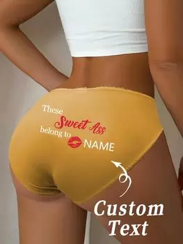 Женские сексуальные трусики с индивидуальными надписями и рисунком в виде сердца, удобные трусики с низкой талией S жёлтый