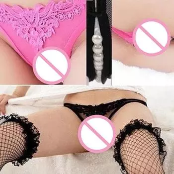 Женские сексуальные трусики-стринги без вырезов с искусственным жемчугом, нижнее белье с открытой промежностью