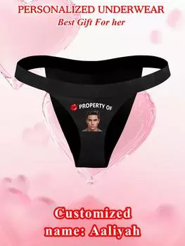 Женские сексуальные трусики-стринги с индивидуальным принтом в виде портрета, удобные трусики-стринги с низкой талией S чёрный