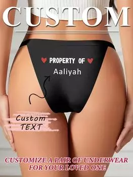 Женские сексуальные трусики-стринги с индивидуальным текстовым принтом и рисунком, удобные трусики-стринги с низкой талией S чёрный