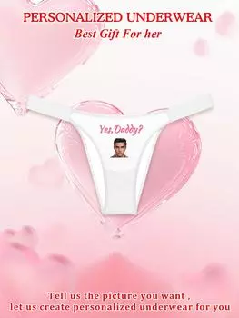 Женские сексуальные трусики-стринги с индивидуальным принтом в виде портрета, удобные трусики-стринги с низкой талией M белый