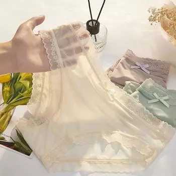 Женские сексуальные трусы из ледяного шелка, бесшовные трусики, нижнее белье, сексуальное кружевное дышащее быстросохнущее белье M чёрный