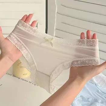 Женские сексуальные трусы из ледяного шелка, бесшовные трусики, нижнее белье, сексуальное кружевное дышащее быстросохнущее белье M синий