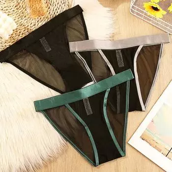 Женские сексуальные трусы с низкой посадкой, эластичным поясом, бесшовные, из сетчатой пряжи, однотонные, легкие M