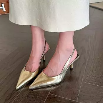 Женские сексуальные туфли на каблуке с закрытым носком, с острым носком, на низком каблуке, платье, свадебная рабочая обувь для женщин, удобные туфли-лодочки из искусственной кожи 35 золотой