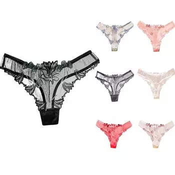 Женские сексуальные тюлевые кружевные трусики с низкой талией и чувственностью, нижнее белье One size