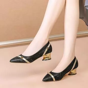 Женские сексуальные вечерние ночные клубные туфли высокого качества на квадратном каблуке, классические женские офисные зеленые туфли для работы Ga80 35